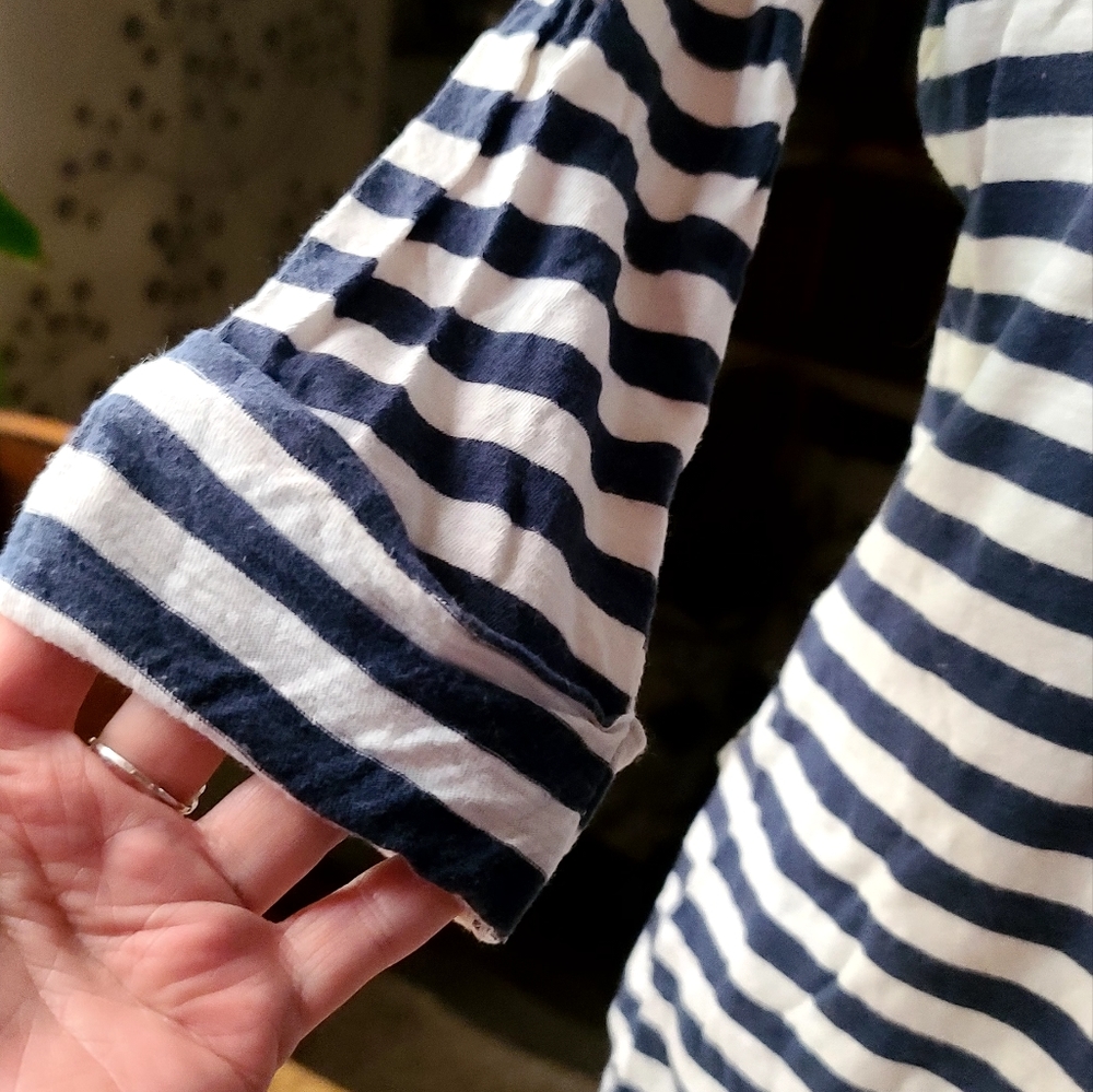 Hollister 1992 blue&white stripped long cuff sleeve lace front button shirt szS - Picture 6 of 7